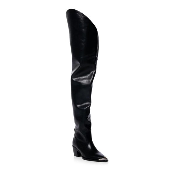 RIA-BLACK THIGH HIGH WESTERN BOOT - Picture 6 of 10